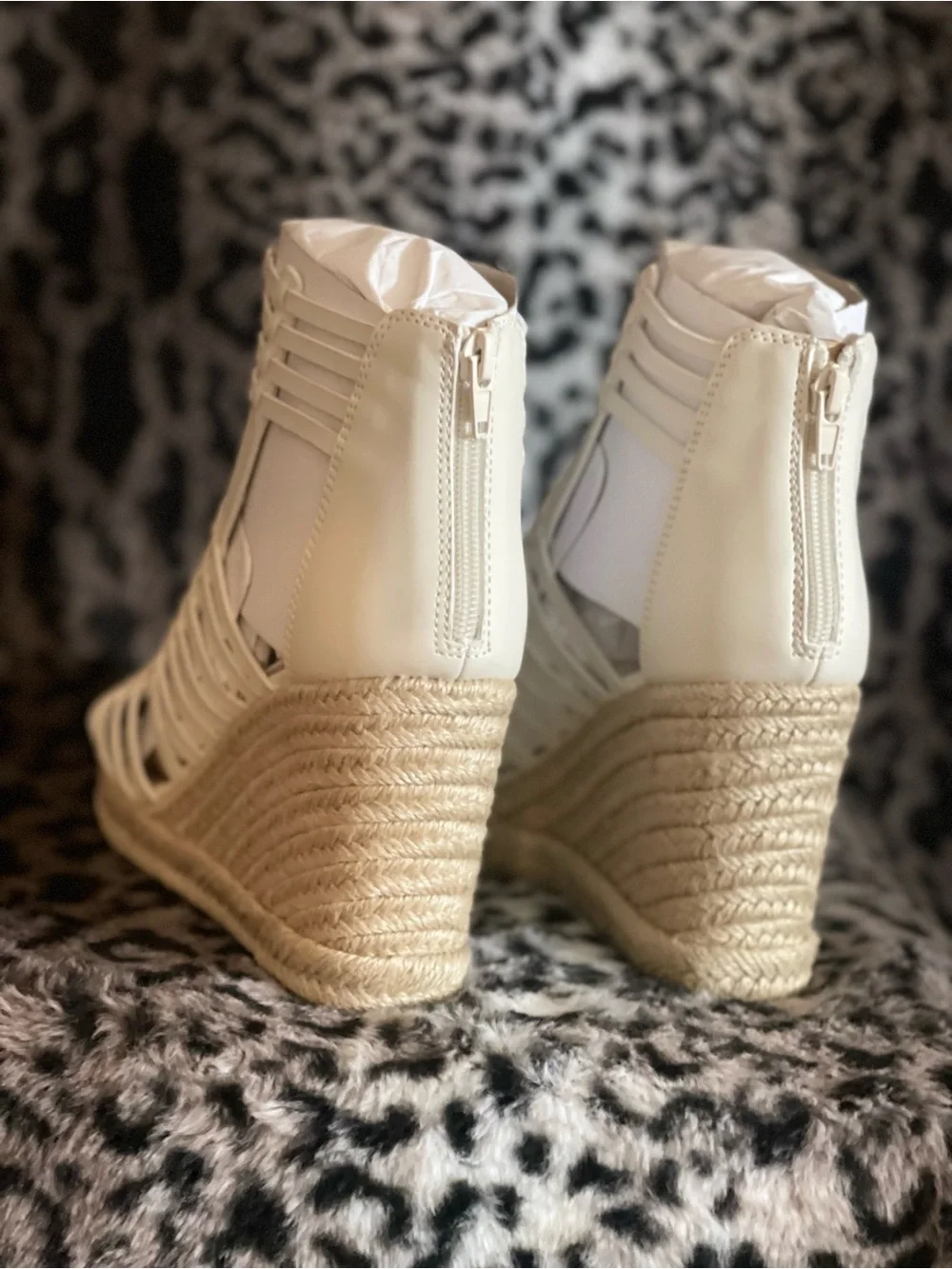 Women’s Cream Woven Espadrille Wedge Heels